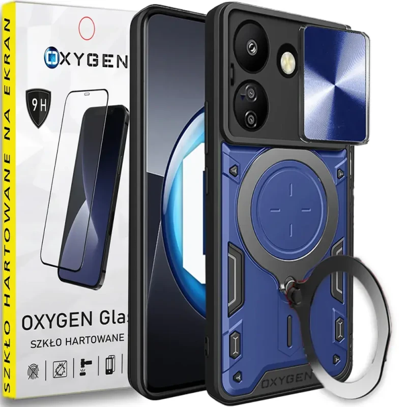 PANCERNE Etui OXYGEN RR do Xiaomi Redmi 13c 4G + szkło Hartowane na ekran | NIEBIESKIE