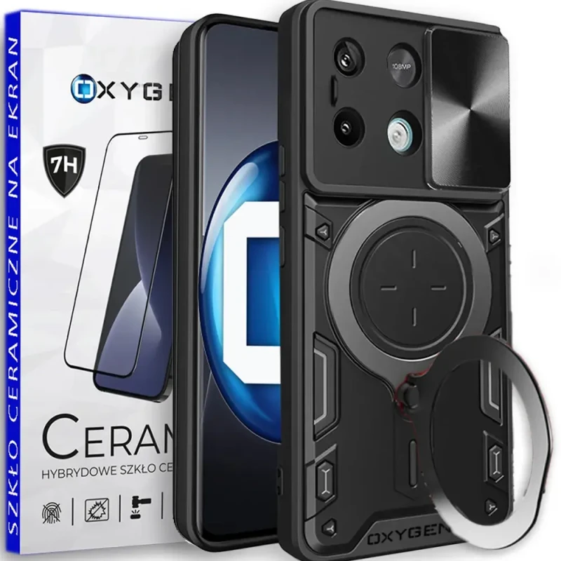 PANCERNE Etui case OXYGEN RR do Xiaomi Redmi Note 13 5G + szkło Ceramiczne | CZARNE