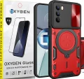Etui OCHRONNE Case Pokrowiec OXYGEN RR do MOTOROLA G62 5G CZERWONE | SZKŁO HARTOWANE