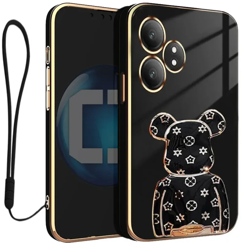 Etui OXYGEN Case Pokrowiec do Realme GT 6T 5G + uchwyt BeaR + Smycz CZARNE