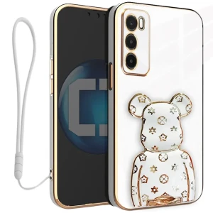 Etui OXYGEN Case Pokrowiec do Reno12 5G + uchwyt BeaR + Smycz BIAŁE