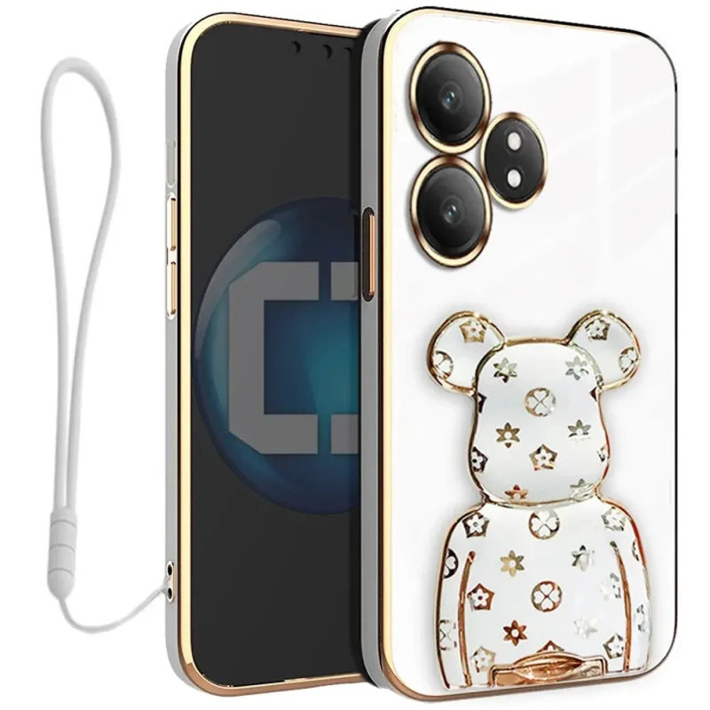 Etui OXYGEN Case Pokrowiec do Realme GT 6 5G + uchwyt BeaR + Smycz BIAŁE