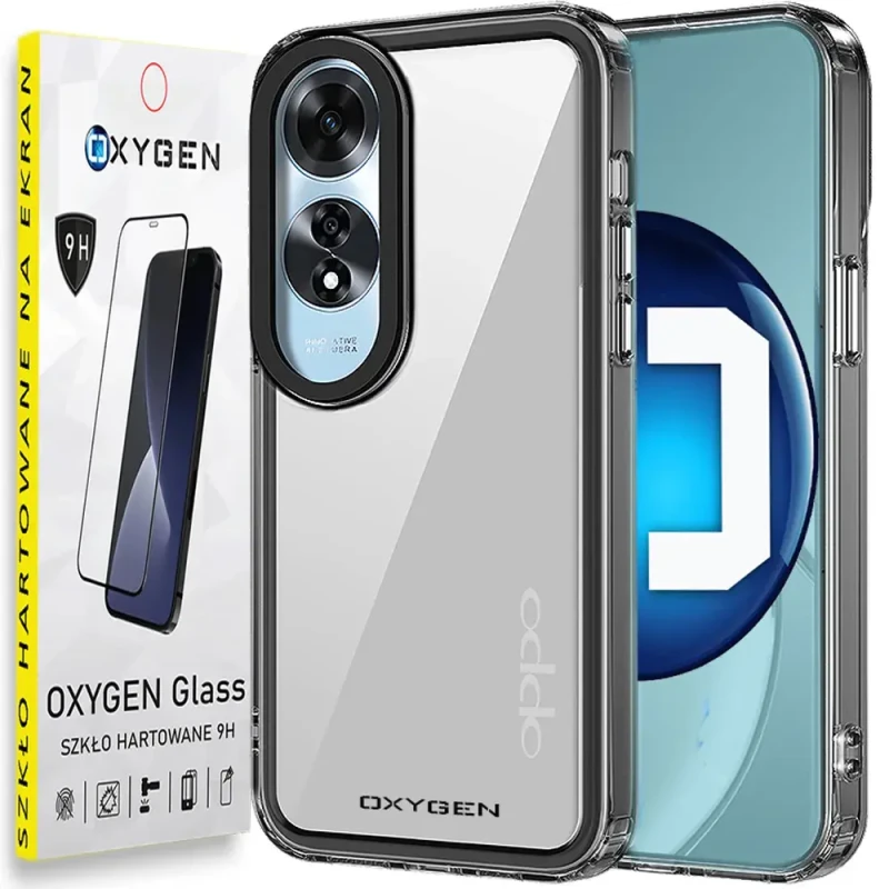 Etui Case OXYGEN PURE pokrowiec do Oppo A60 4G + szkło hartowane | SZARA RAMKA