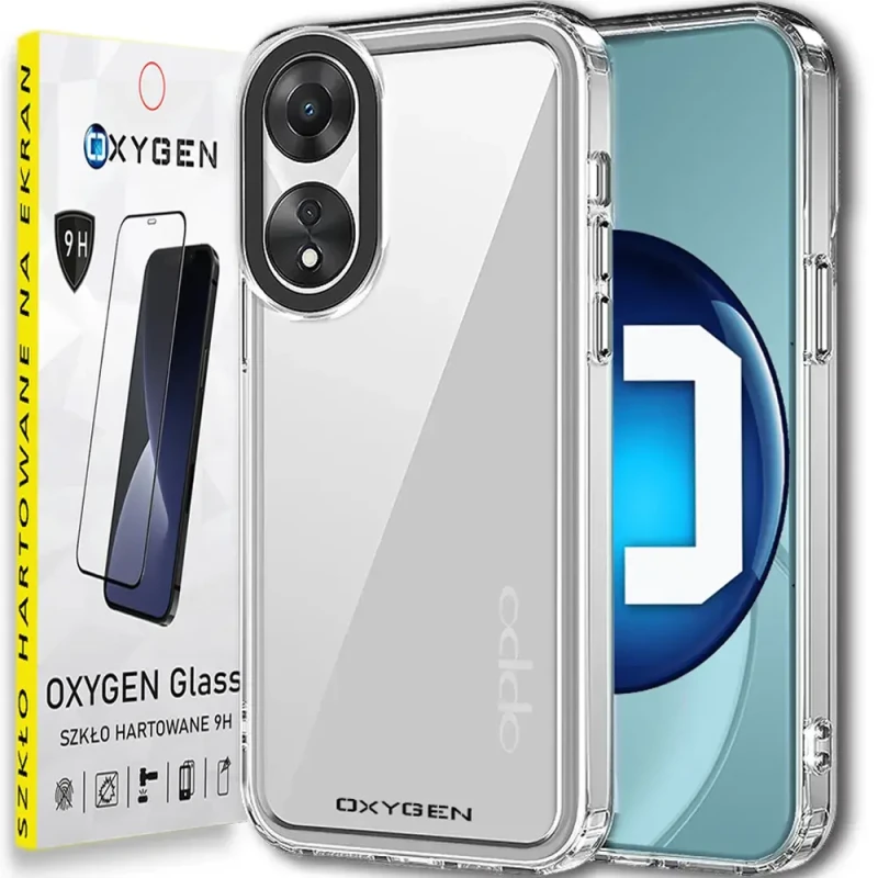 Etui Case OXYGEN PURE pokrowiec do Oppo A18 4G + szkło hartowane | BEZBARWNA RAMKA