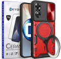 Etui Case marki OXYGEN RR do Reno OPPO A18 4G + szkło ceramiczne na ekran | CZERWONE