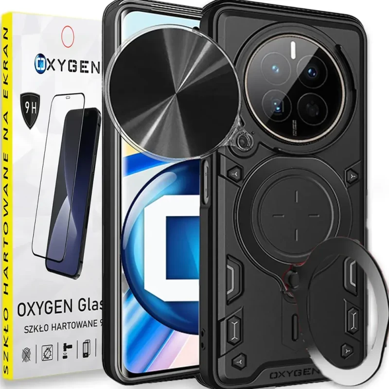 PANCERNE Etui case obudowa marki OXYGEN RR do Realme 12 4G | szkło hartowane CZARNE