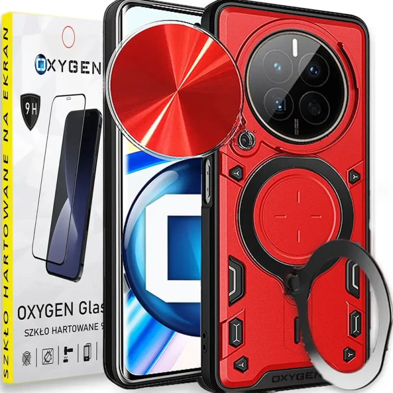 PANCERNE Etui case obudowa marki OXYGEN RR do Realme 12 4G | szkło hartowane CZERWONE