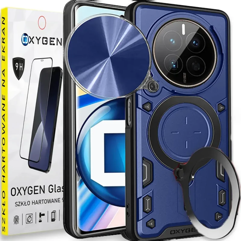 PANCERNE Etui case obudowa marki OXYGEN RR do Realme 12 4G | szkło hartowane NIEBIESKIE