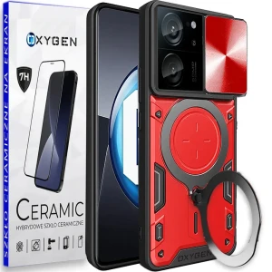 Etui na telefon Xiaomi 13T /13T PRO Oxygen RR Czerwone + Szkło Ceramiczne