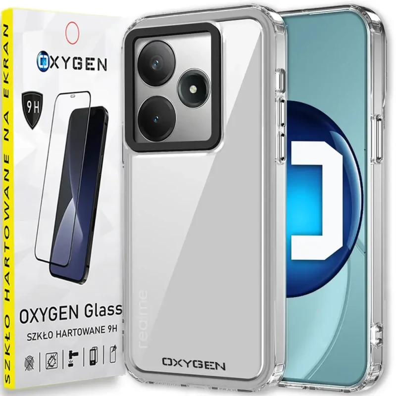 Etui na telefon Realme C63 Oxygen Pure Bezbarwne + szkło Hartowane 9h
