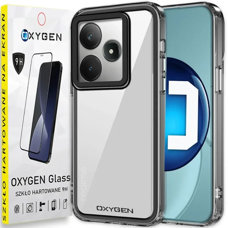 Etui na telefon Realme C63 Oxygen Pure Szare + szkło Hartowane 9h