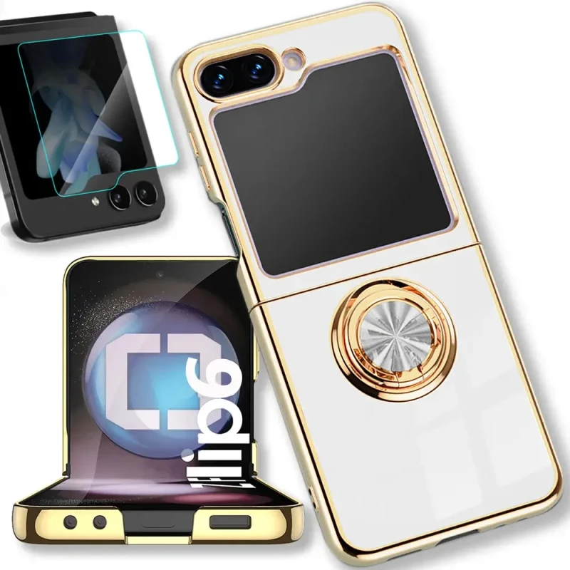 Etui na telefon Samsung Galaxy Z FLIP 6 Oxygen Chic Białe + szkło Hartowane 9H