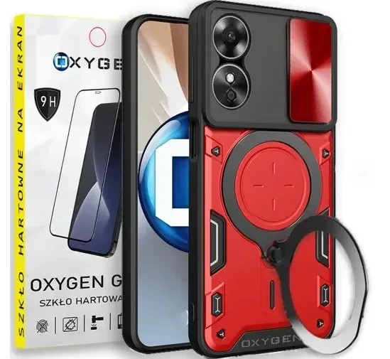Etui na telefon Oppo A60 4G Oxygen RR Czerwone + szkło Hartowane 9h