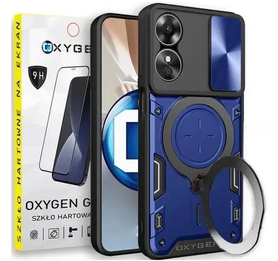 Etui na telefon Oppo A60 4G Oxygen RR Niebieskie + szkło Hartowane 9h