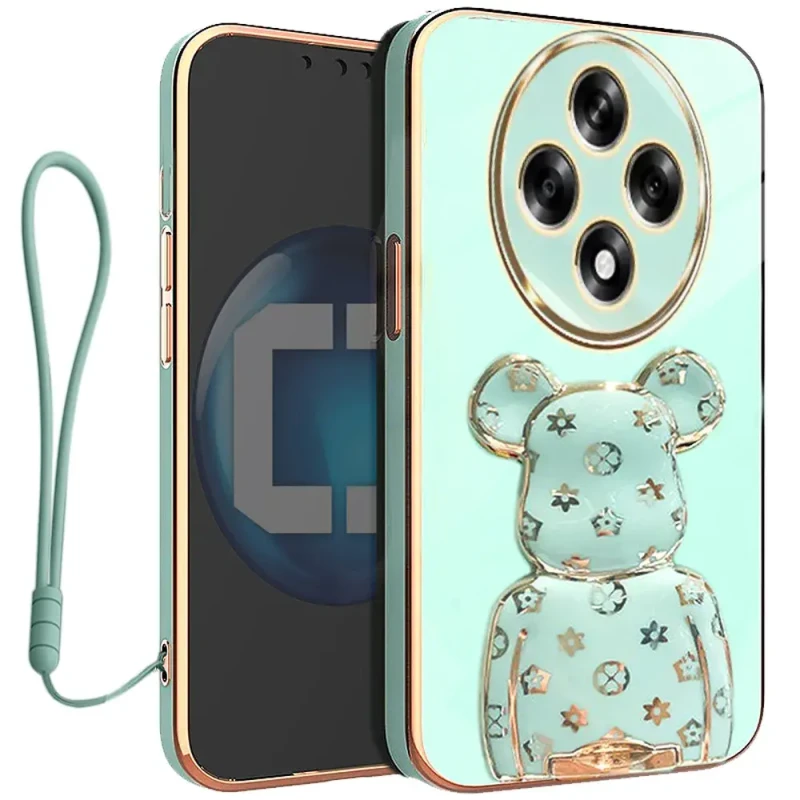 Etui na telefon Reno 12F Oxygen + Uchwyt BeaR + Smycz Miętowe