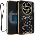 Etui na telefon Reno 12FS Oxygen + Uchwyt BeaR Czarne + Smycz