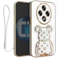 Etui na telefon Reno 12FS Oxygen + Uchwyt BeaR Białe + Smycz