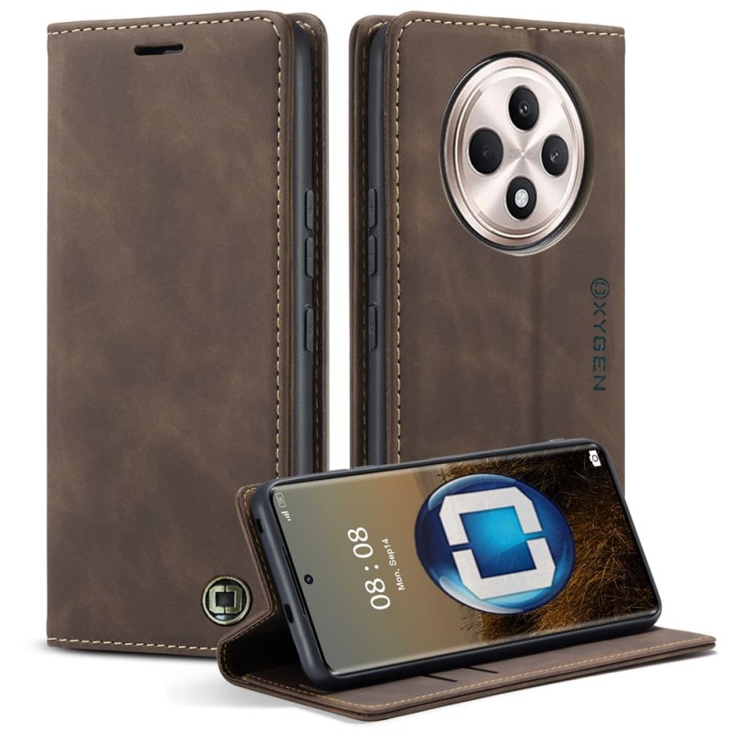 Etui na telefon Reno 12F Oxygen Book Brązowe