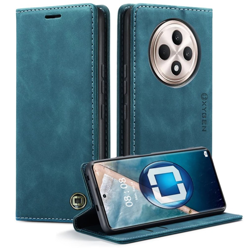 Etui na telefon Reno 12FS Oxygen Book Niebieskie