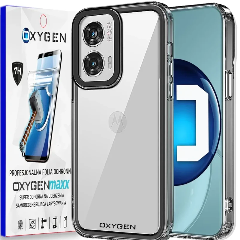 Etui na telefon Moto Edge 50 FUSION Oxygen Pure Czarne + SUPER folia
