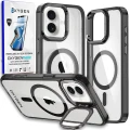 Etui na telefon pokrowiec OXYGEN CaM Czarne do iPhone 16 /Mocny Ring + Super Folia na ekran