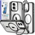 Etui na telefon pokrowiec OXYGEN CaM Czarne do iPhone 16 PLUS /Mocny Ring + Super Folia na ekran