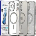 Etui na telefon pokrowiec OXYGEN Glitter Srebrne do iPhone 16 PRO/Mocny Ring + Super Folia na ekran