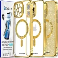 Etui na telefon pokrowiec OXYGEN Glitter Złote do iPhone 16 PRO MAX/Mocny Ring + Super Folia na ekran