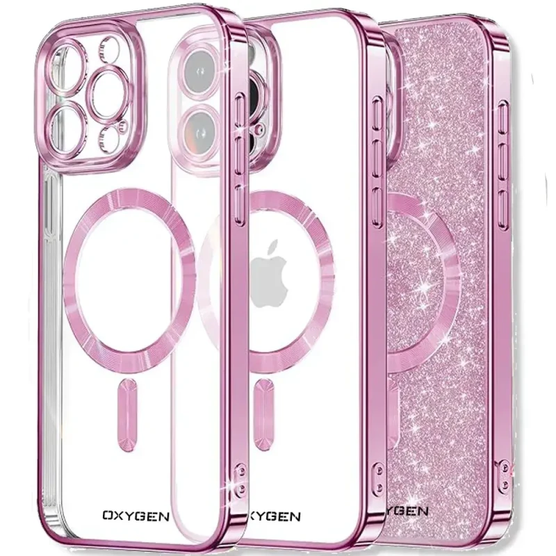 Etui na telefon pokrowiec OXYGEN Glitter Różowe do iPhone 16 PRO MAX/Mocny Ring na ekran