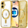 Etui na telefon pokrowiec OXYGEN Glitter Złote do iPhone 16 /Mocny Ring