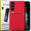 Etui pokrowiec OXYGEN IQS case do Samsung S24 + szkło hartowane na ekran czerwone
