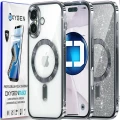 Etui na telefon pokrowiec OXYGEN Glitter Srebrne do iPhone 16 PLUS/Mocny Ring + Super Folia na ekran