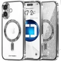 Etui na telefon pokrowiec OXYGEN Glitter Srebrne do iPhone 16 /Mocny Ring