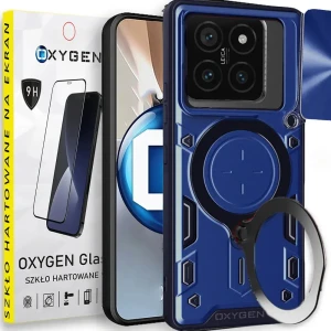 Etui na telefon Xiaomi 14T Oxygen RR Granatowe + Szkło Hartowane