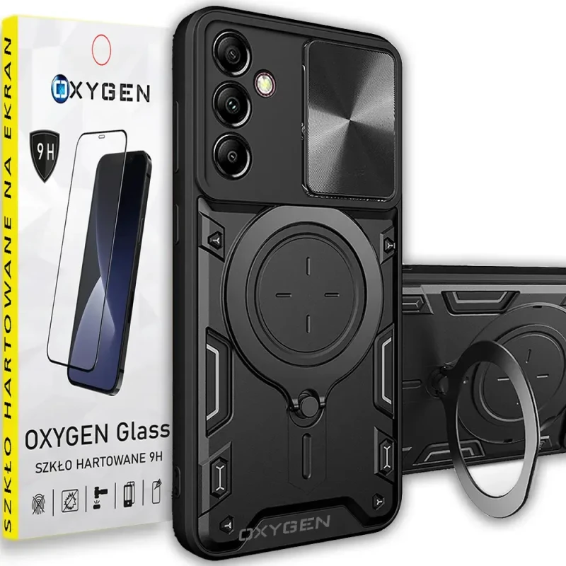 Etui na telefon Samsung S24 FE Oxygen RR Czarne + Szkło Hartowane