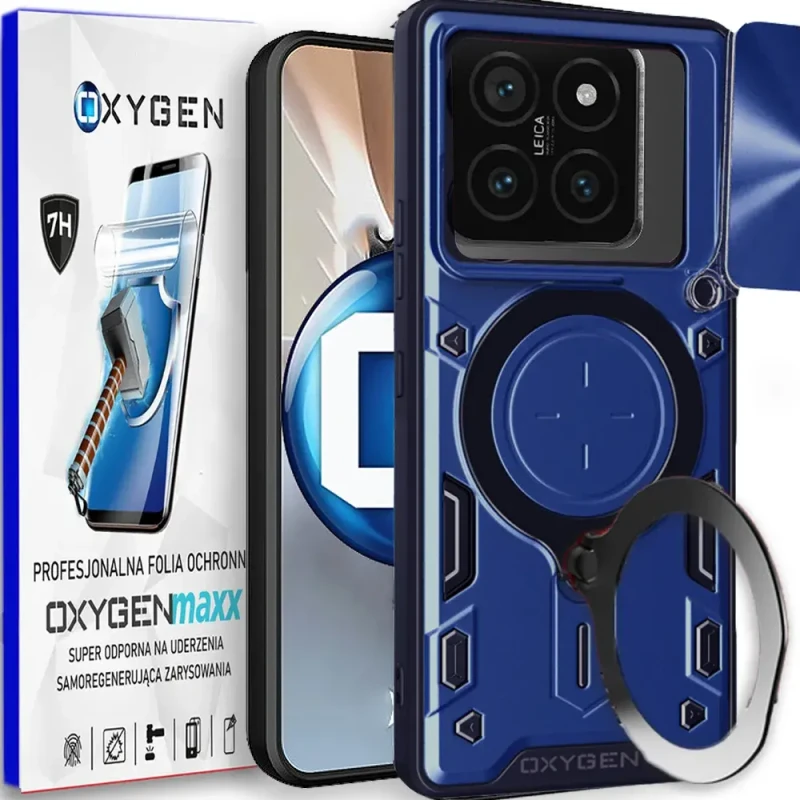 Etui na telefon Xiaomi 14T PRO Oxygen RR Granatowe + Super Folia na ekran