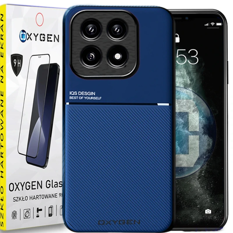 Etui na telefon Xiaomi 14T Oxygen IQS Niebieskie + Szkło Hartowane