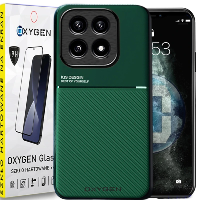 Etui na telefon Xiaomi 14T Oxygen IQS Zielone + Szkło Hartowane