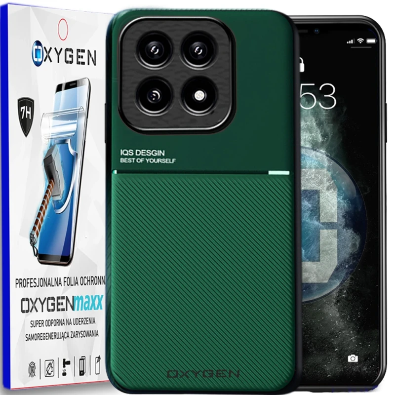 Etui na telefon Xiaomi 14T Oxygen IQS Zielone + Super Folia