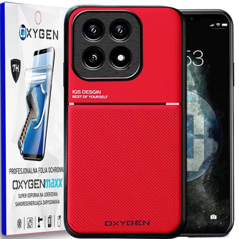 Etui na telefon Xiaomi 14T PRO Oxygen IQS Czerwone + Super Folia