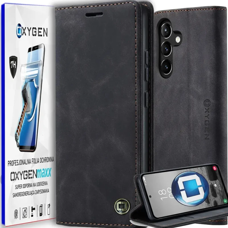 Etui na telefon Samsung Galaxy A16 4G/ A16 5G + SUPER Folia Oxygen Book Czarne