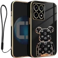 Etui na telefon Xiaomi 14T Oxygen + Uchwyt BeaR Czarne + Smycz