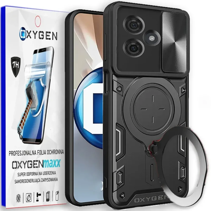 Etui na telefon Motorola G55 Oxygen RR czarne + Super Folia.webp