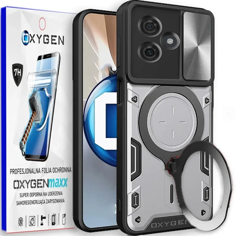 Etui na telefon Motorola G55 Oxygen RR szare + Super Folia.webp
