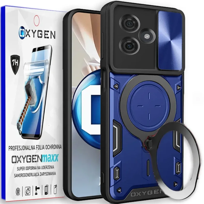 Etui na telefon Motorola G55 Oxygen RR niebieskie + Super Folia.webp