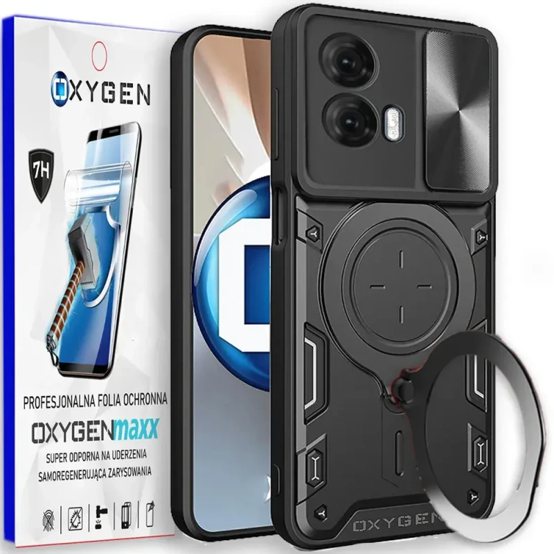 Etui na telefon Motorola G35 Oxygen RR czarne + Super Folia.webp