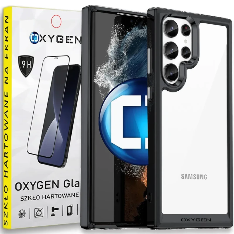 Etui na telefon Samsung S25 ULTRA Oxygen Pure Czarne + Szkło PREMIUM.webp