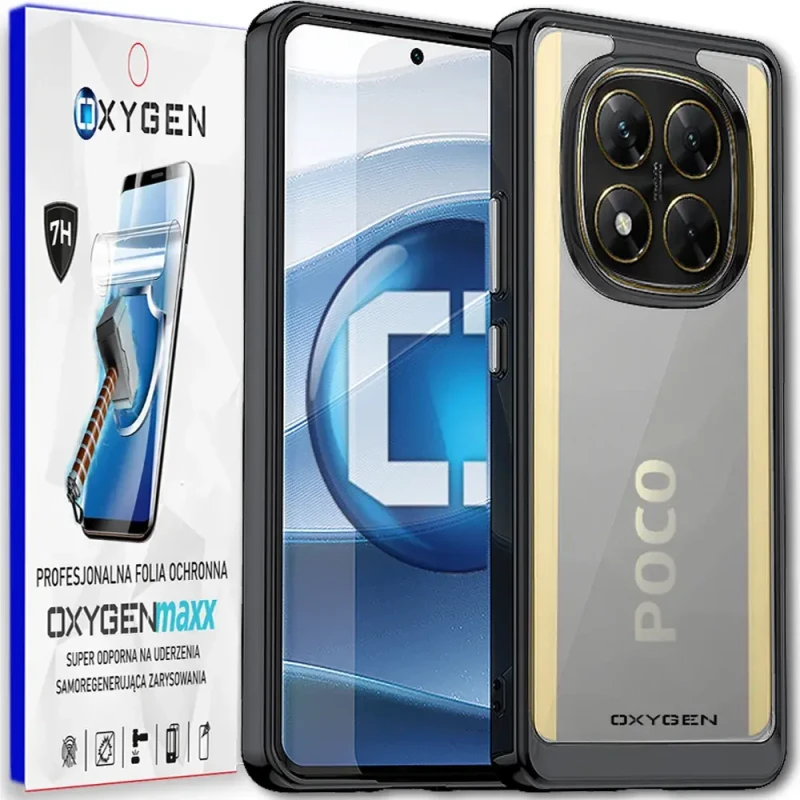 Etui na telefon Xiaomi POCO X7 5G  Oxygen Pure Czarne + Super Folia.webp
