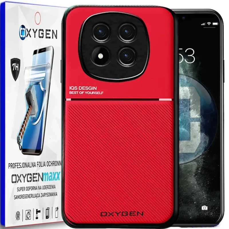 Etui na telefon Xiaomi POCO X7 5G Oxygen IQS Czerwone + Super Folia.webp