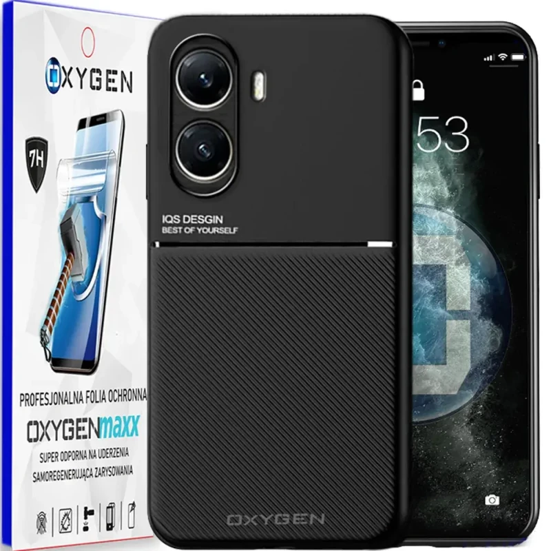 Etui na telefon Xiaomi POCO X7 PRO 5G Oxygen IQS Czarne + Super Folia.webp